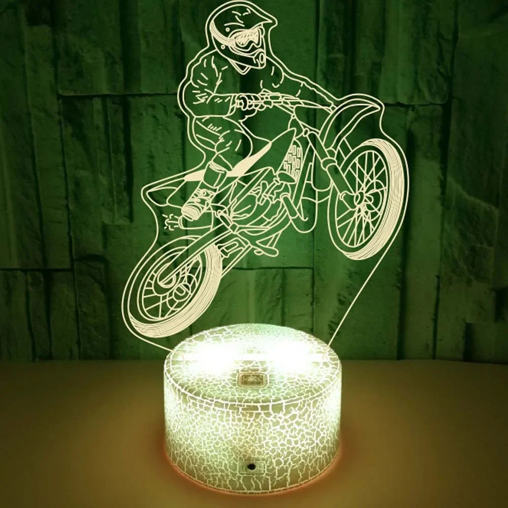 3D Motorcycle Night Light – LED Table Lamp for Kids, Boys & Girls | Perfect Room Décor & Gift for Motorbike Fans