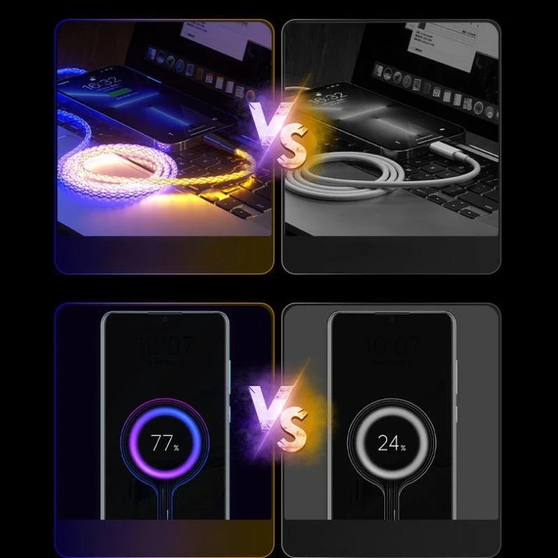 RGB Symphony 66W USB-C Fast Charging Cable with Gradient Lighting