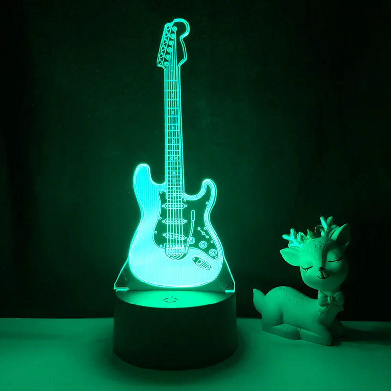 3D Electric Guitar Night Light – Kids' Bedroom Lamp with USB & Battery Options | Perfect Christmas & Birthday Gift