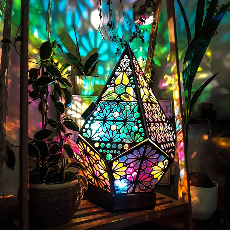 Boho Glow Wooden Projection Lamp – A Light That Dances
