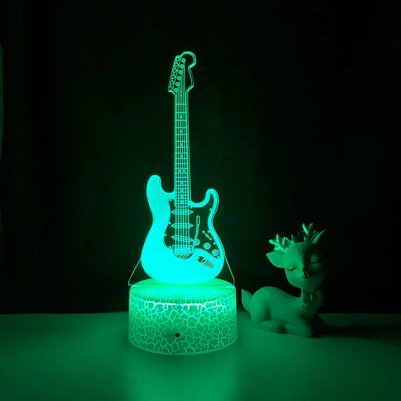3D Electric Guitar Night Light – Kids' Bedroom Lamp with USB & Battery Options | Perfect Christmas & Birthday Gift