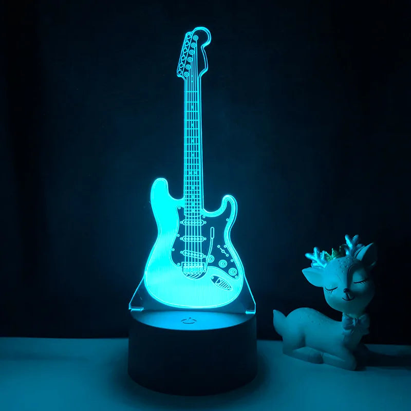 3D Electric Guitar Night Light – Kids' Bedroom Lamp with USB & Battery Options | Perfect Christmas & Birthday Gift