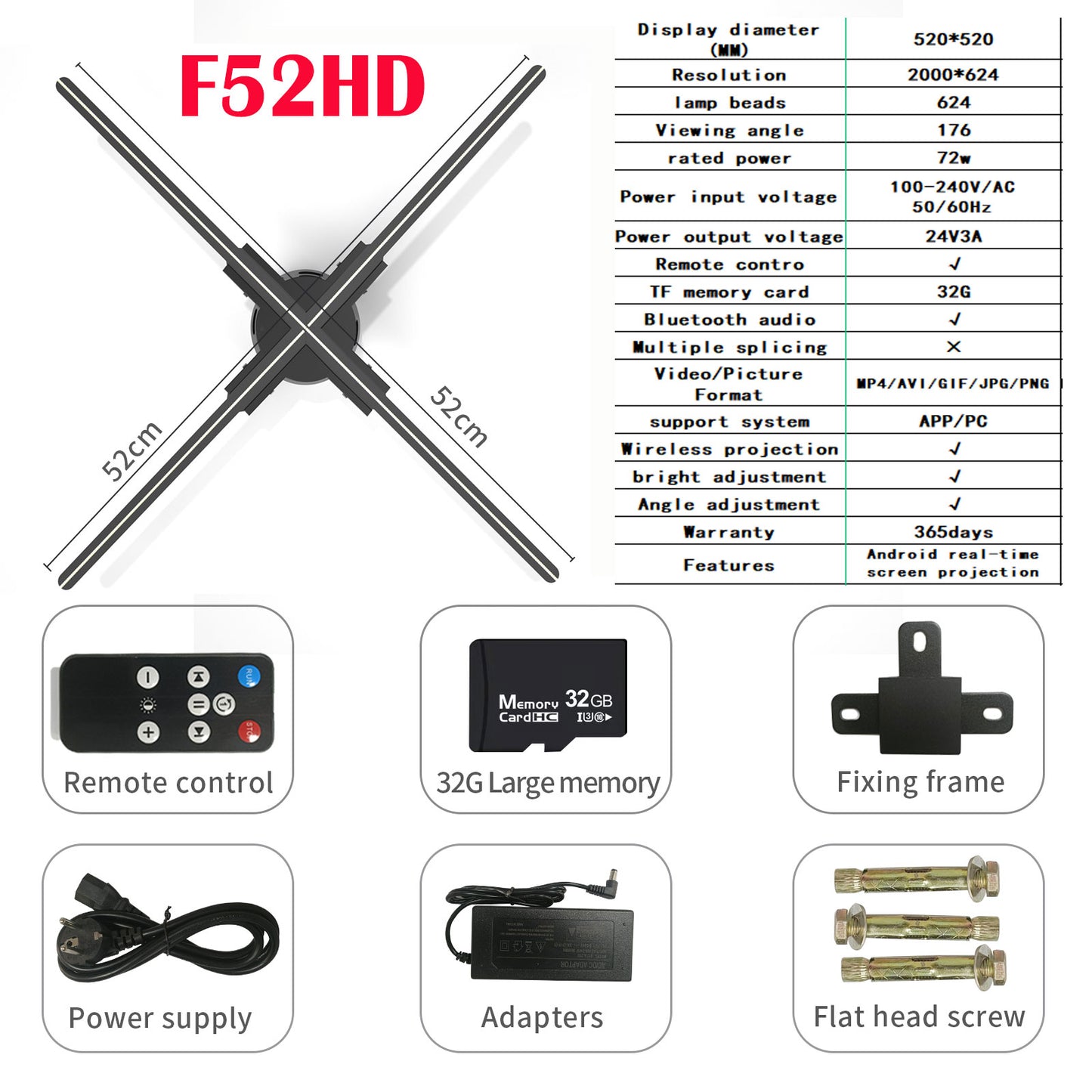 3D Holographic Fan Projector – WiFi LED Display A Unique Eye-Catching and Memorable Gift(42-100CM)