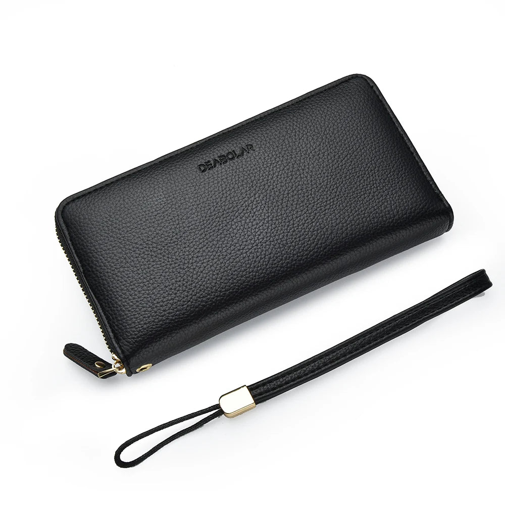 Long-Style Wallet with Zipper – High-Quality PU Leather Card Holder with Large Capacity