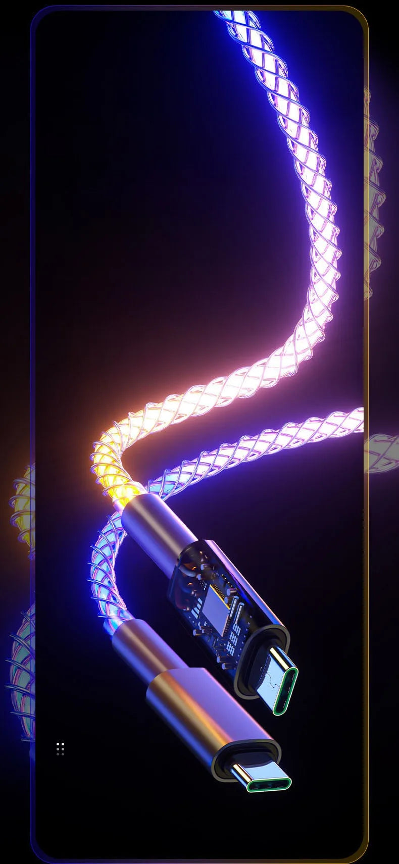 RGB Symphony 66W USB-C Fast Charging Cable with Gradient Lighting
