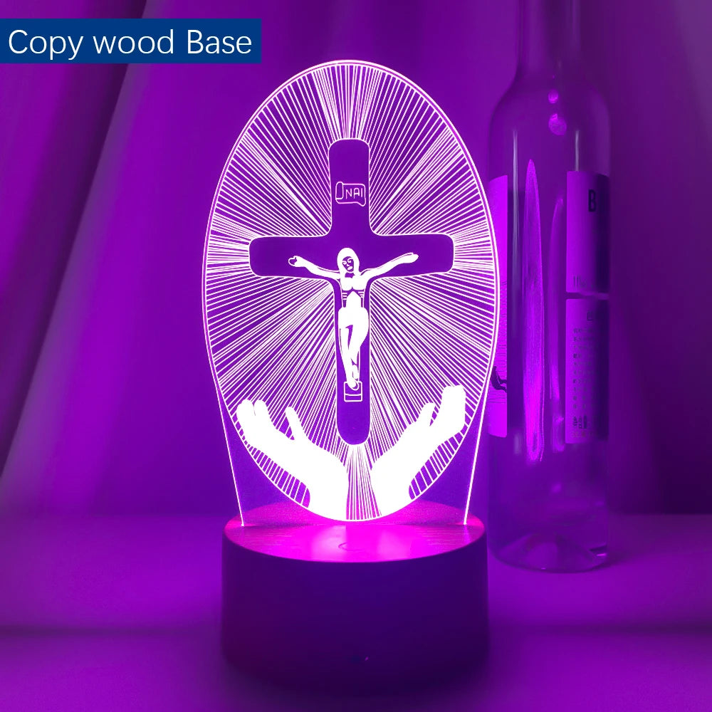 3D Cross LED Night Light – Optical Illusion Desk Lamp for Unique Home Decor and Gifts