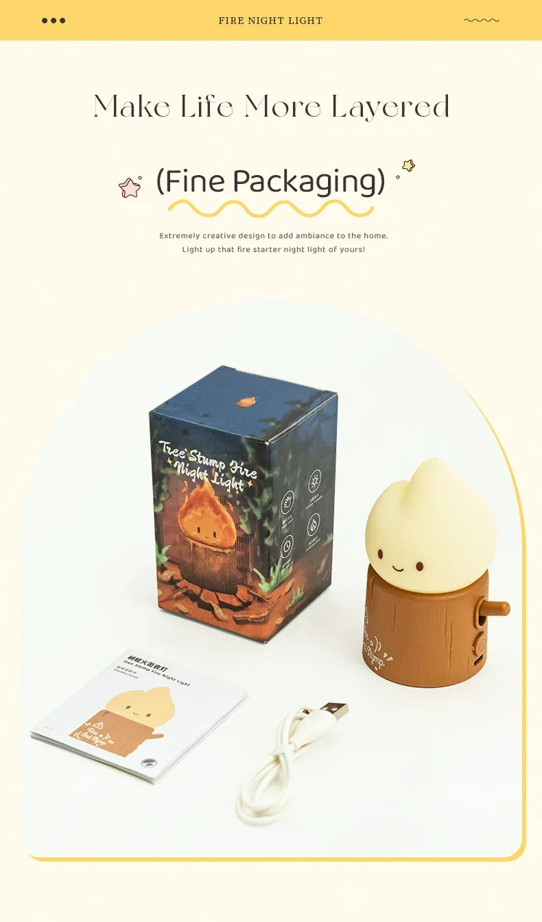 Rechargeable Cute Tree Stump Night Lamp – Cozy LED Glow for Bedrooms & Relaxing Spaces