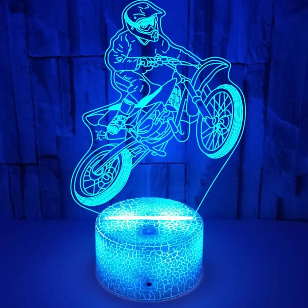 3D Motorcycle Night Light – LED Table Lamp for Kids, Boys & Girls | Perfect Room Décor & Gift for Motorbike Fans