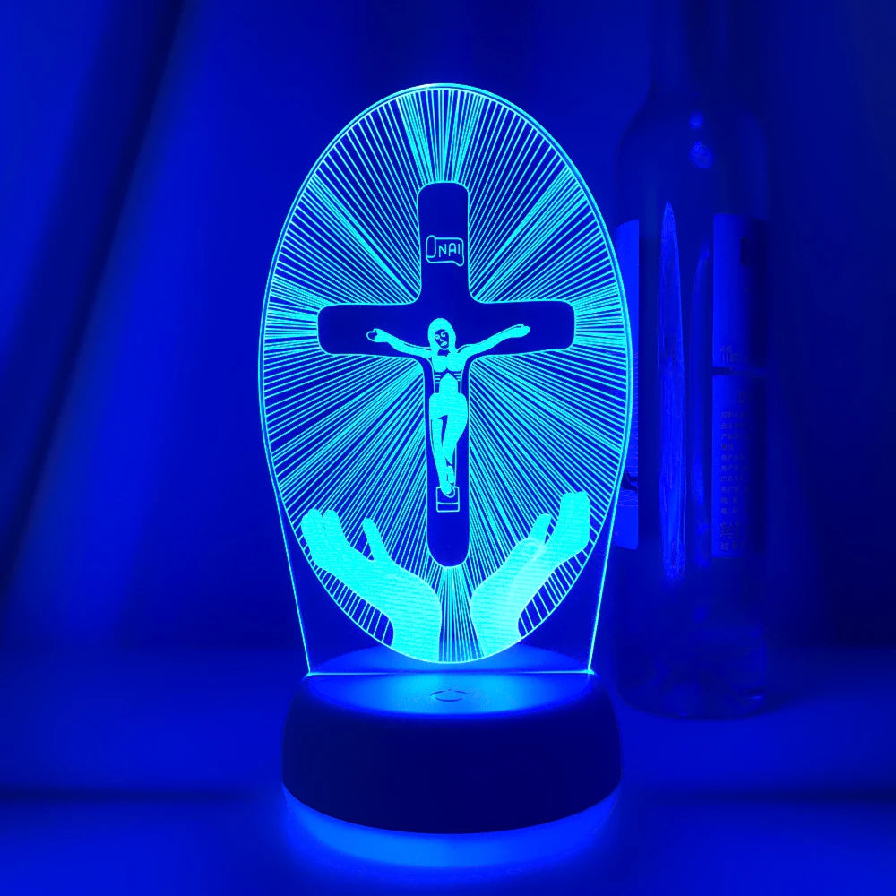 3D Cross LED Night Light – Optical Illusion Desk Lamp for Unique Home Decor and Gifts