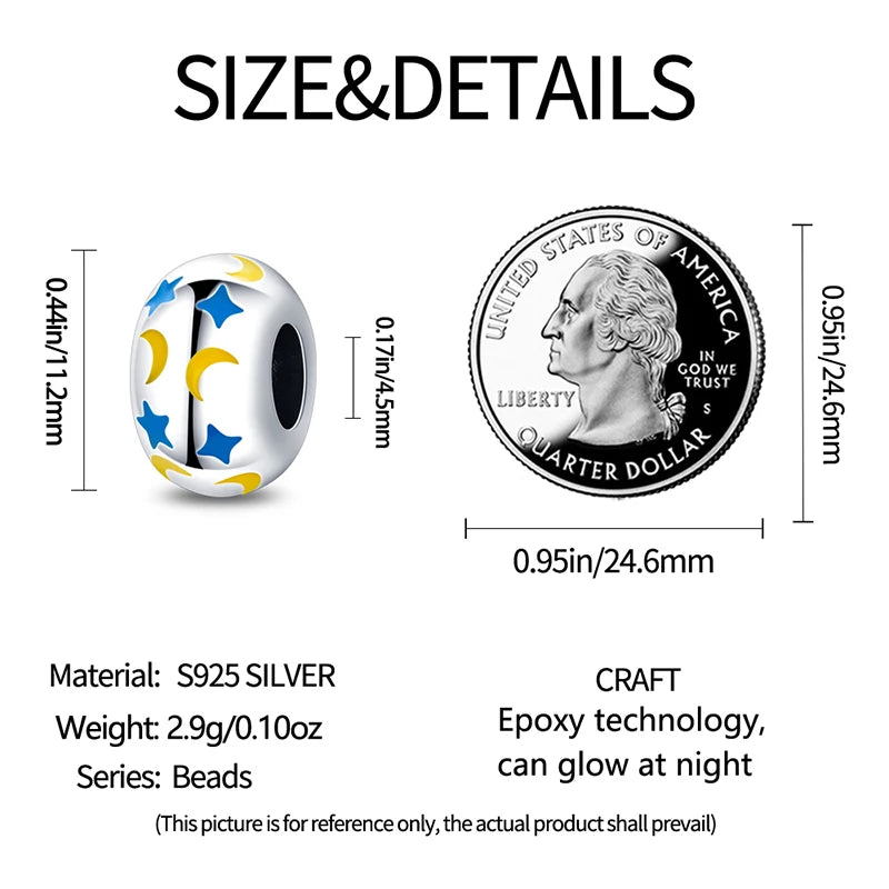 Glowing Elegance: 925 Sterling Silver Charm Beads for 3mm Bracelets – A Radiant Gift Choice