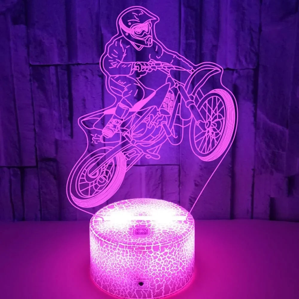 3D Motorcycle Night Light – LED Table Lamp for Kids, Boys & Girls | Perfect Room Décor & Gift for Motorbike Fans
