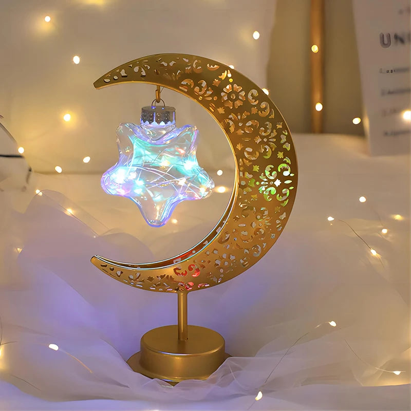 Eid Mubarak Star Moon Light Bedroom LED Table Lamp Oh oh Perfect for Celebrating Eid, Ramadan, and Special Occasions