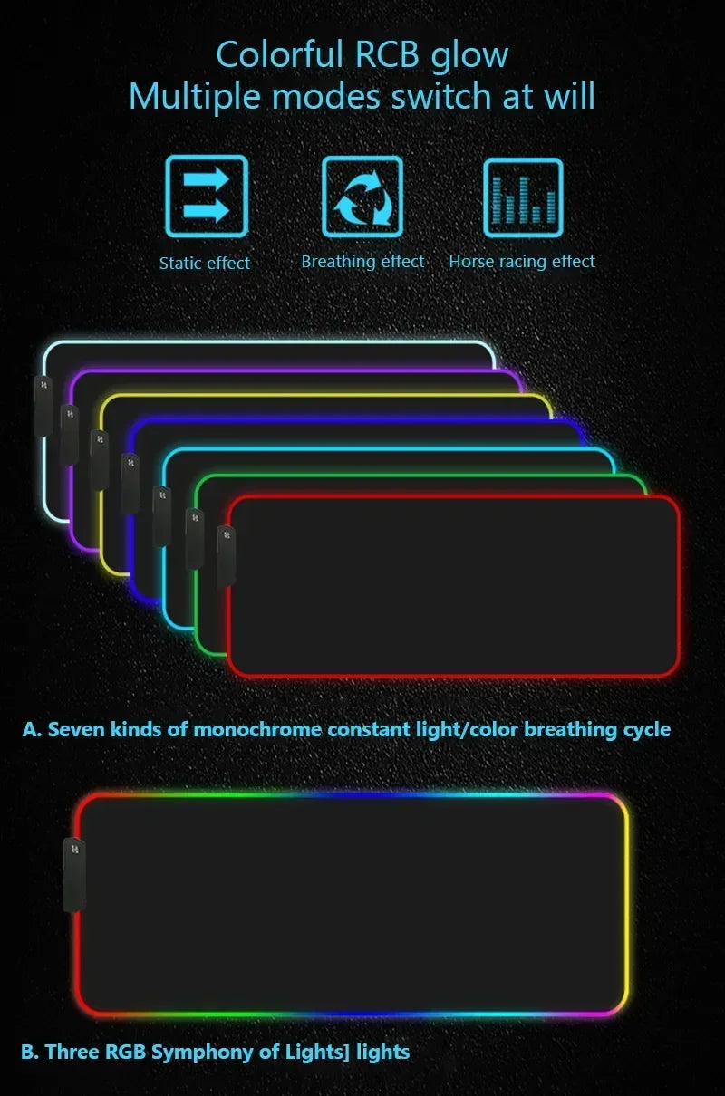 RGB Backlight Gaming Mouse Pad – XXL Luminous Desk Mat