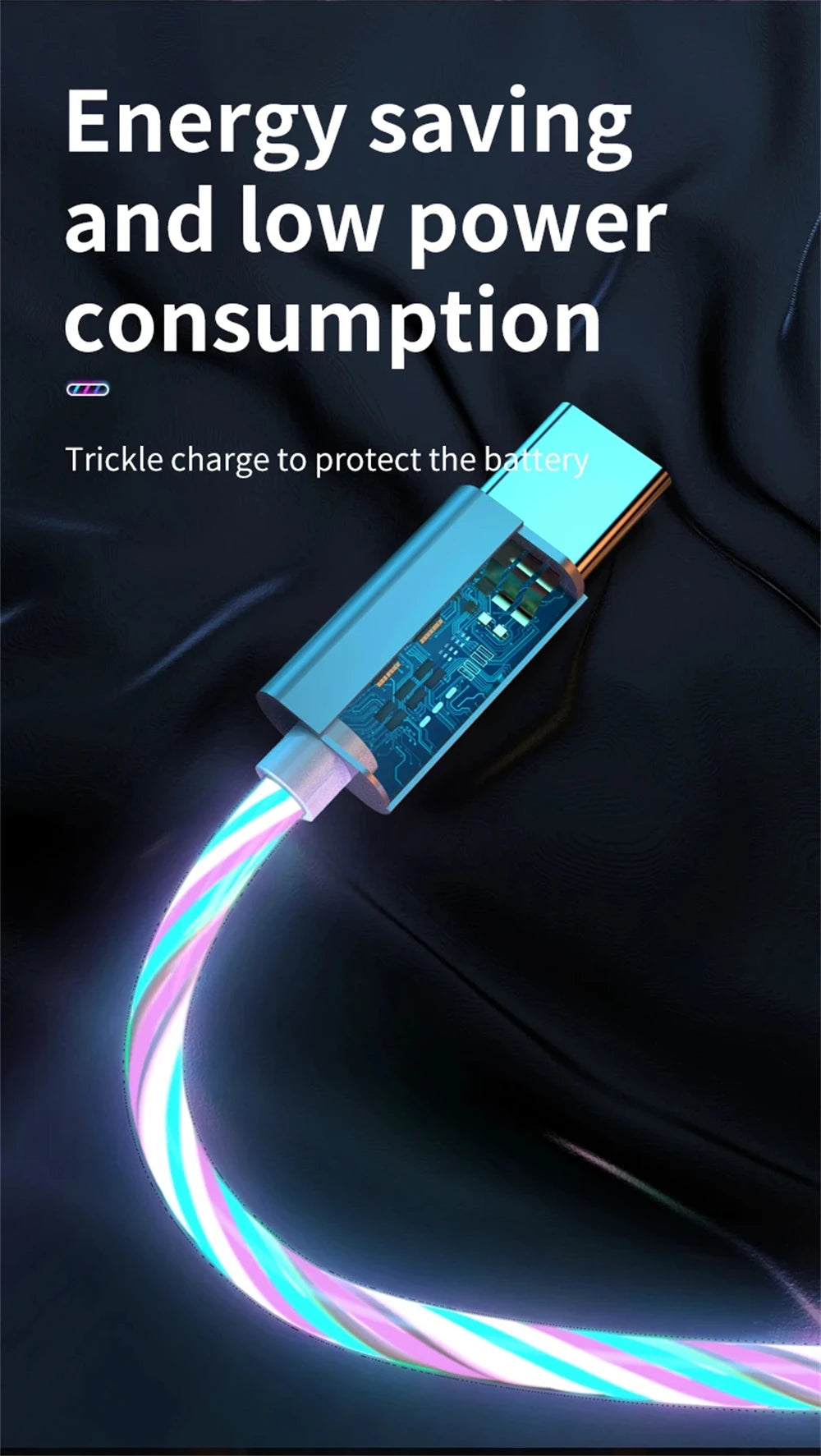 3-in-1 Glowing LED Light USB Cable – Fast Charging Luminous Charger for iPhone, Type-C, and Micro USB Devices