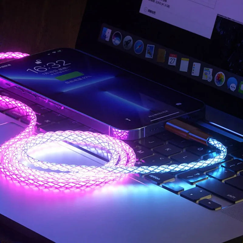 RGB Symphony 66W USB-C Fast Charging Cable with Gradient Lighting