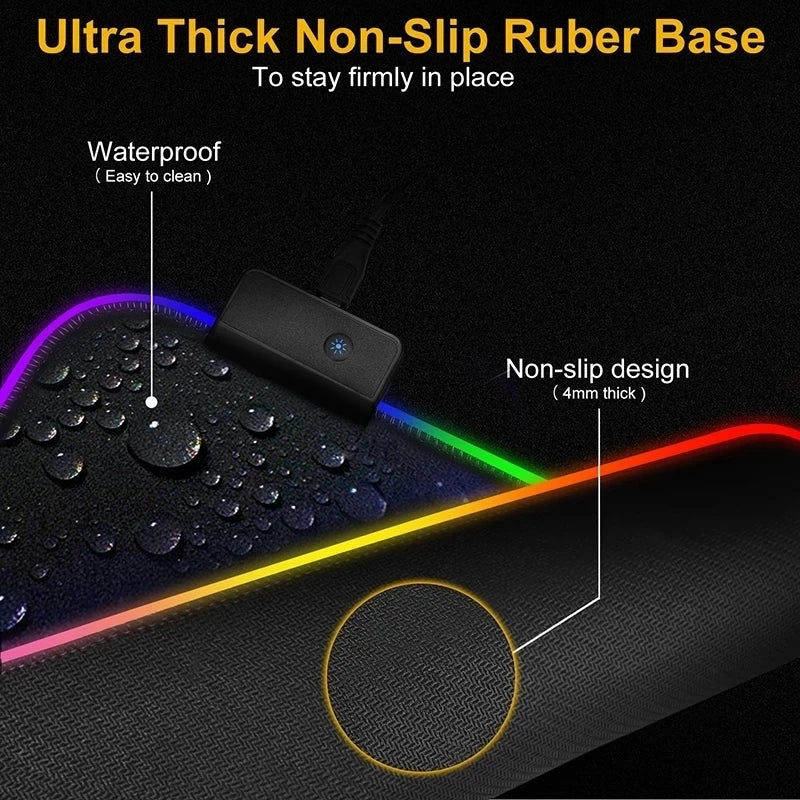 RGB LED Light Gaming Mouse Pad – Large & Waterproof