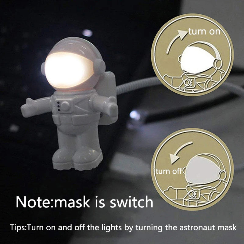 USB LED Astronaut Desk Lamp – Flexible 5V Nightlight for Reading, Space Man Decoration, and Laptop Use