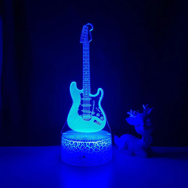 3D Electric Guitar Night Light – Kids' Bedroom Lamp with USB & Battery Options | Perfect Christmas & Birthday Gift
