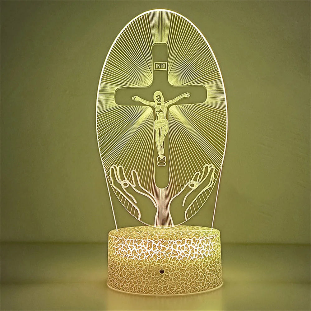 3D Cross LED Night Light – Optical Illusion Desk Lamp for Unique Home Decor and Gifts