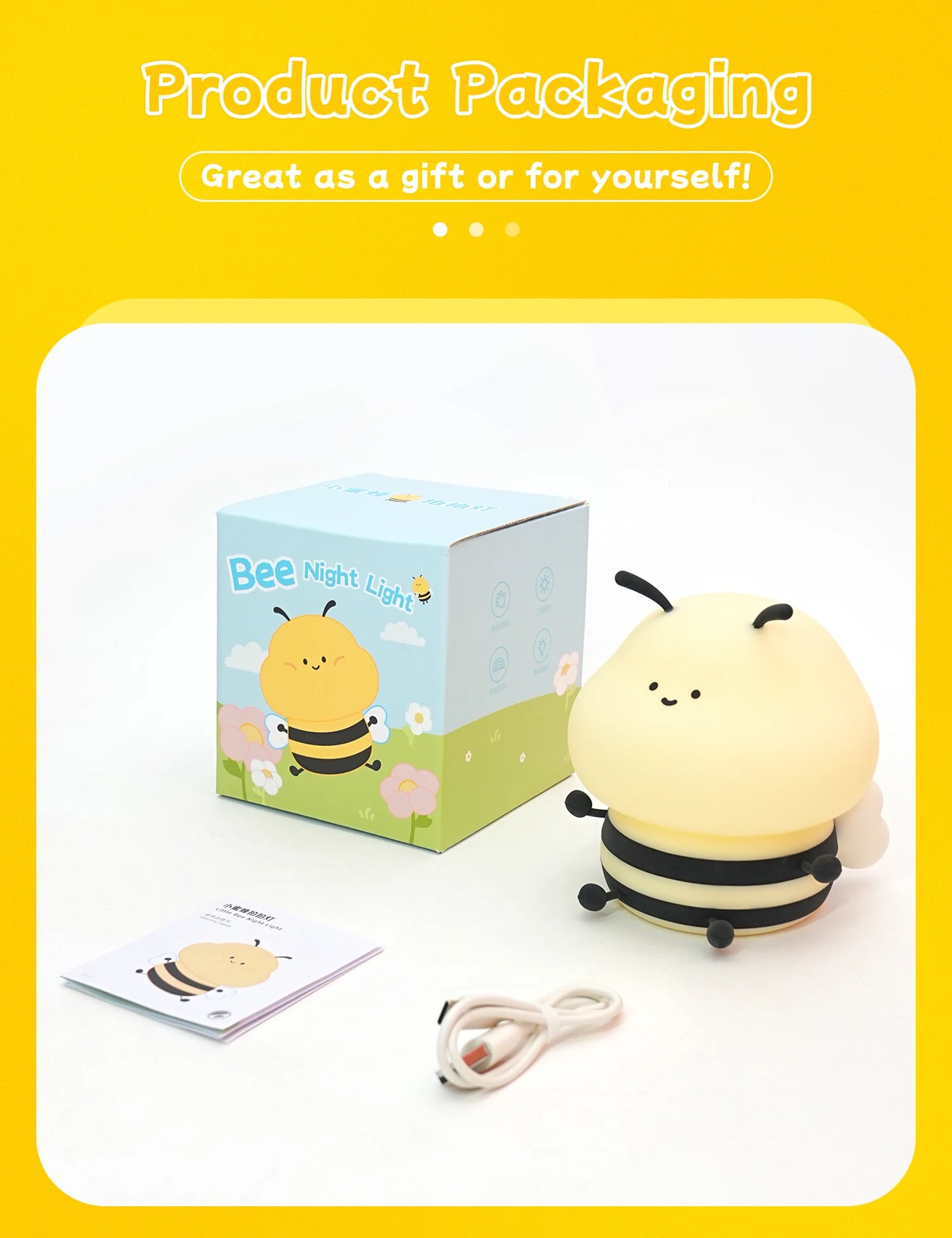 Rechargeable Cute Bee Night Lamp – Adorable LED Glow for Kids’ Rooms & Cozy Nights
