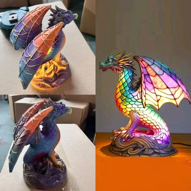 Creative Animal Table Lamp Series – Loong, Lion, Wolf, Elephant, Horse, Unicorn Resin Ornaments Crafts Decoration