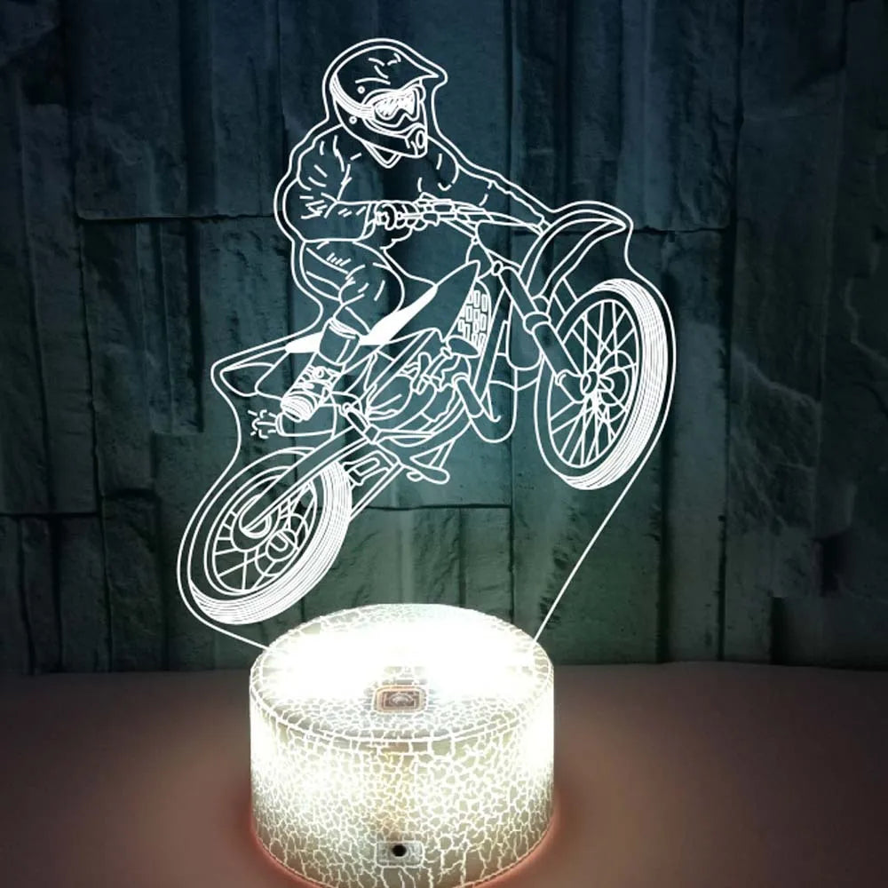 3D Motorcycle Night Light – LED Table Lamp for Kids, Boys & Girls | Perfect Room Décor & Gift for Motorbike Fans