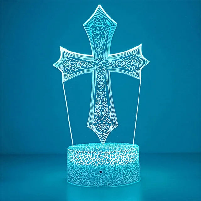 3D Cross LED Night Light – Optical Illusion Desk Lamp for Unique Home Decor and Gifts