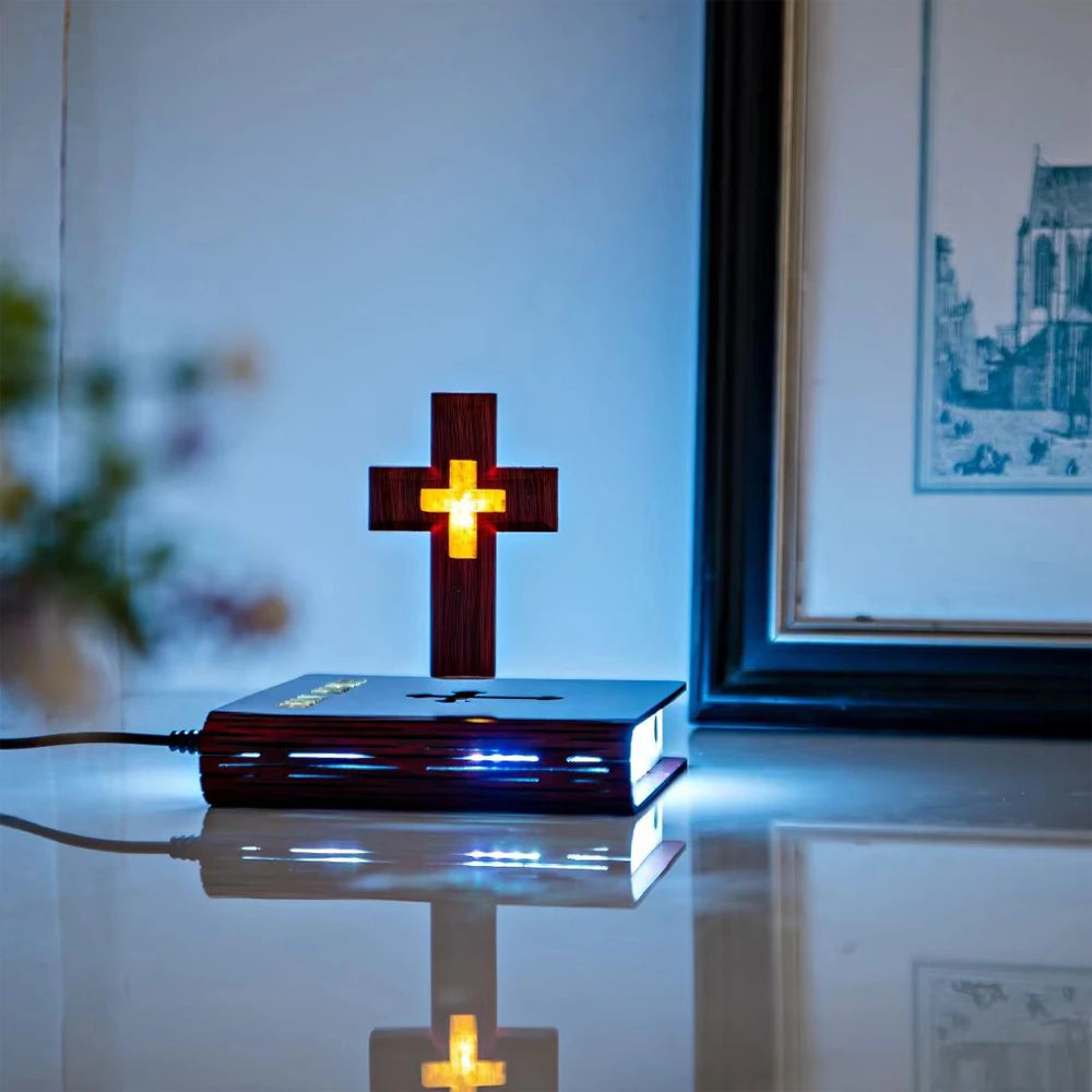 Magnetic Levitating Cross – Floating Christian Cross LED Night Light Desktop Decoration