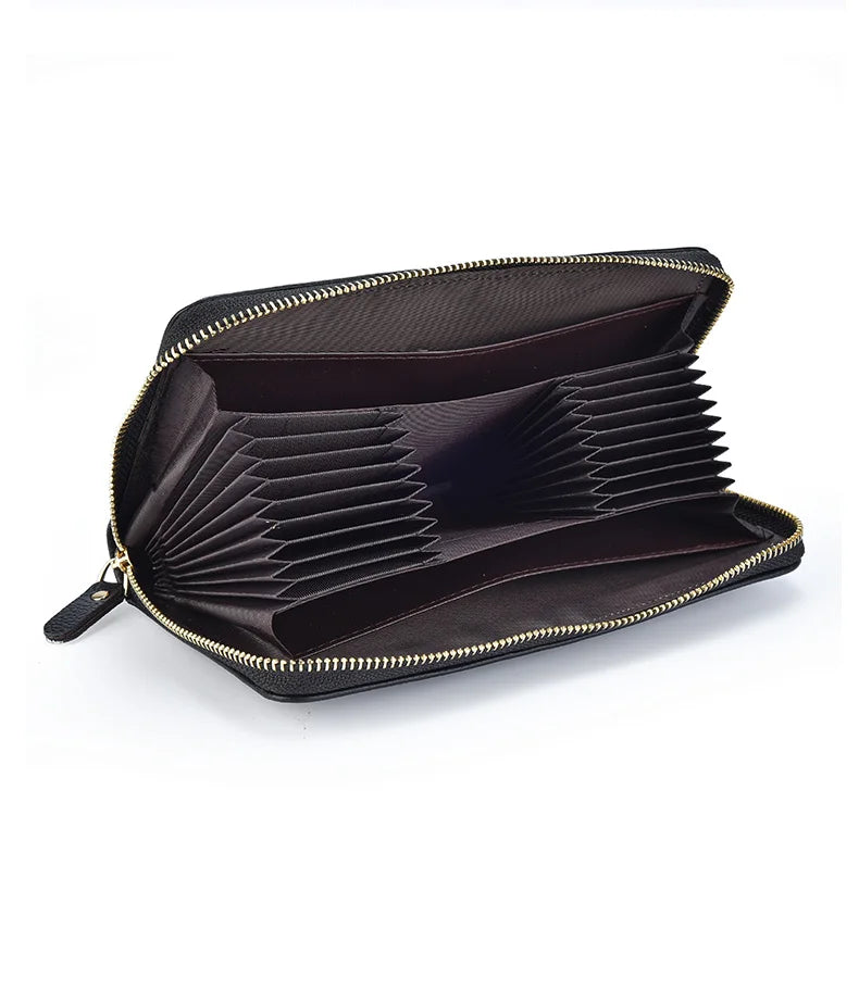 Long-Style Wallet with Zipper – High-Quality PU Leather Card Holder with Large Capacity