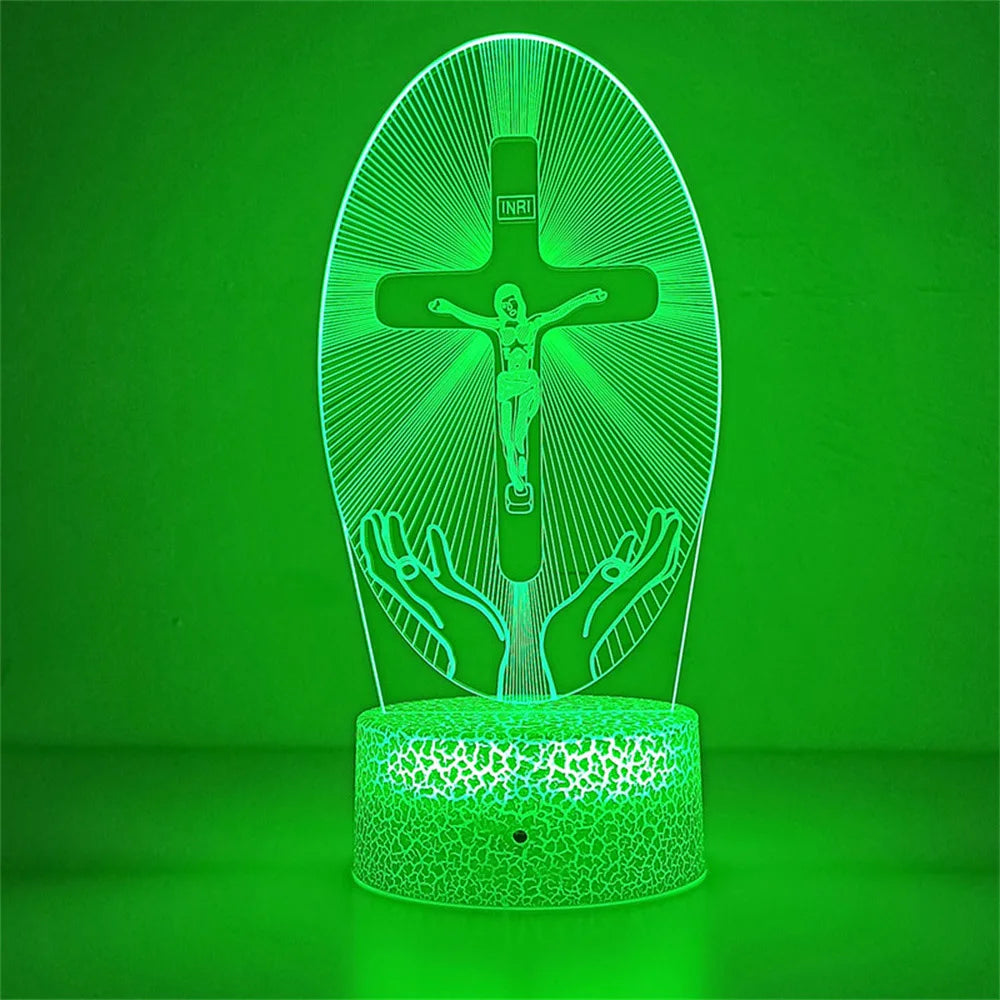 3D Cross LED Night Light – Optical Illusion Desk Lamp for Unique Home Decor and Gifts
