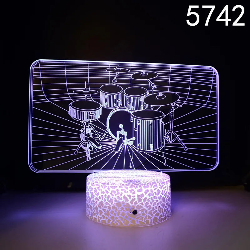 Nighdn 3D Guitar/Music Illusion Night Light – Perfect Gift for Music Lovers | Cool Décor for Home, Office & Bedroom