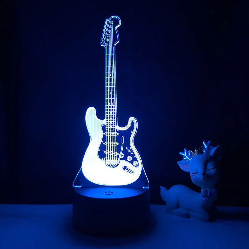 3D Electric Guitar Night Light – Kids' Bedroom Lamp with USB & Battery Options | Perfect Christmas & Birthday Gift