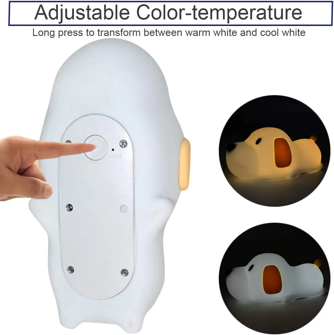 Papa Puppy Portable LED Night Light – Soft Silicone Dog Lamp with Touch Sensor & Adjustable Brightness