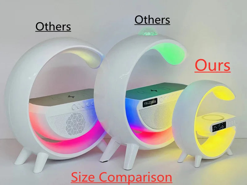 Multifunction Wireless Charger & Speaker Stand with RGB Night Light – 15W Fast Charging Station, Ideal Gift for iPhone, Samsung, Xiaomi, Huawei - Bilankas.world