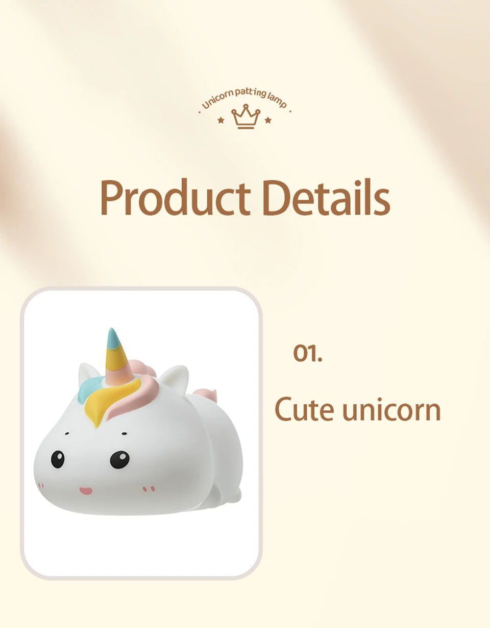 Rechargeable Silicone Unicorn LED Night Lamp with Remote Control – Dimmable Bedside Mood Light & Creative Gift - Bilankas.world