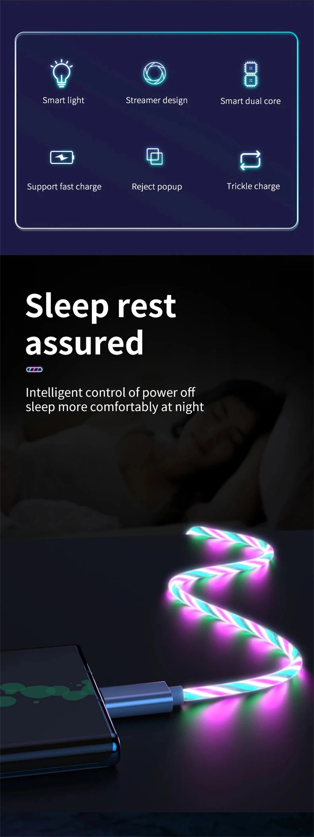 3-in-1 Glowing LED Light USB Cable – Fast Charging Luminous Charger for iPhone, Type-C, and Micro USB Devices