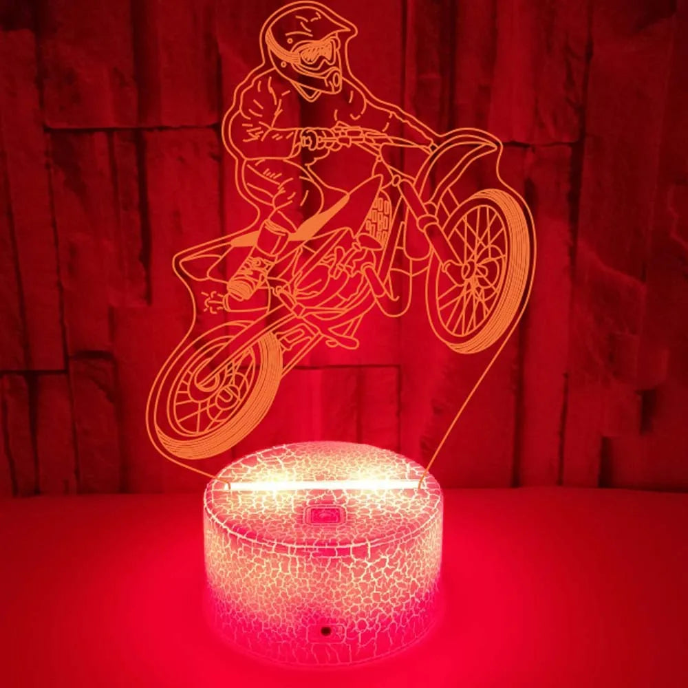 3D Motorcycle Night Light – LED Table Lamp for Kids, Boys & Girls | Perfect Room Décor & Gift for Motorbike Fans