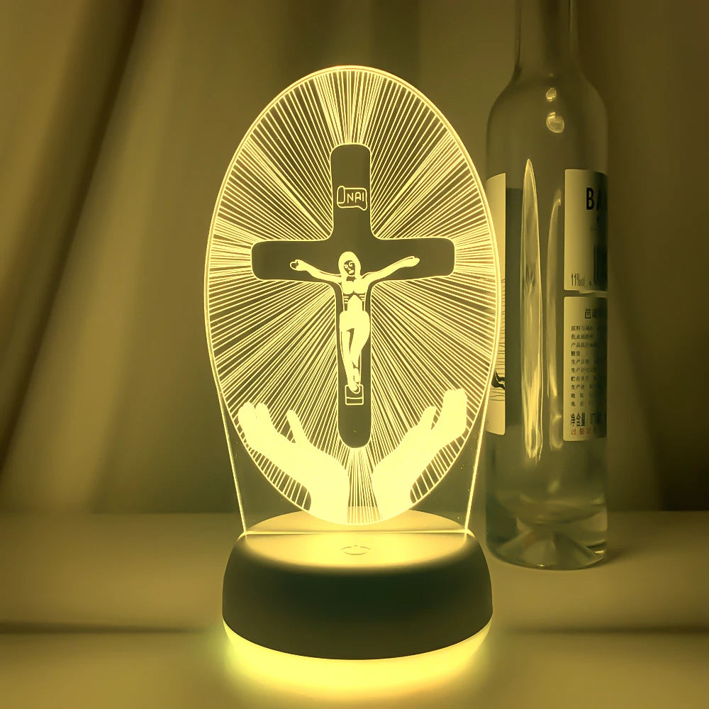 3D Cross LED Night Light – Optical Illusion Desk Lamp for Unique Home Decor and Gifts