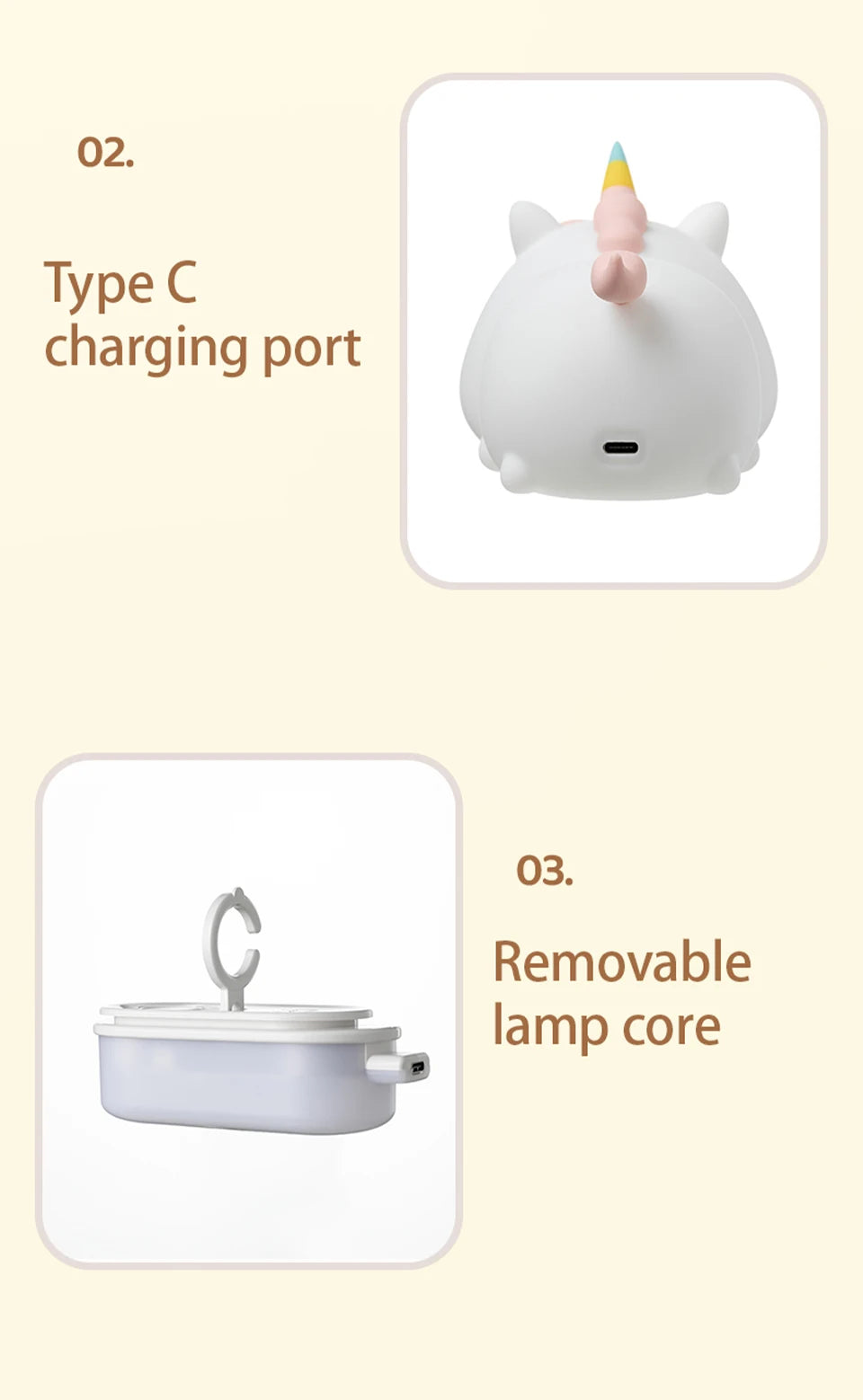 Rechargeable Silicone Unicorn LED Night Lamp with Remote Control – Dimmable Bedside Mood Light & Creative Gift - Bilankas.world