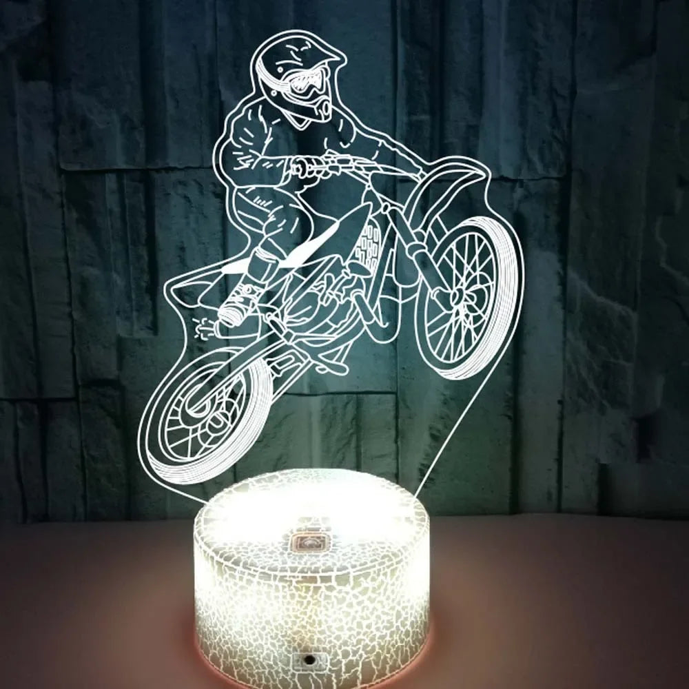 3D Motorcycle Night Light – LED Table Lamp for Kids, Boys & Girls | Perfect Room Décor & Gift for Motorbike Fans