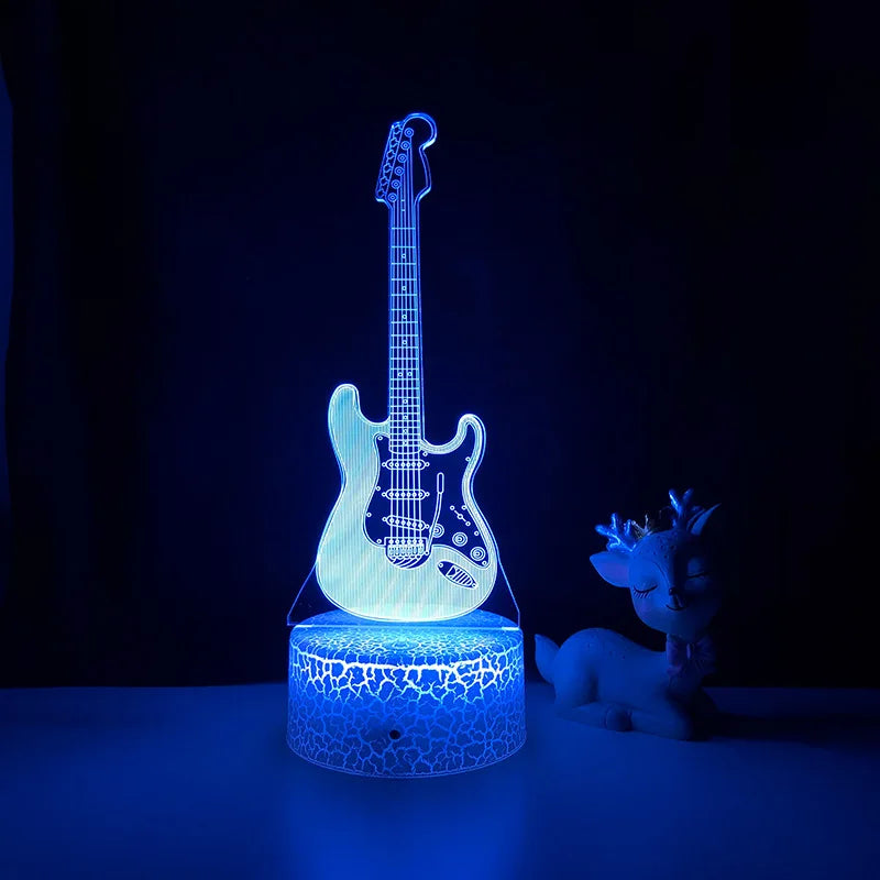 3D Electric Guitar Night Light – Kids' Bedroom Lamp with USB & Battery Options | Perfect Christmas & Birthday Gift