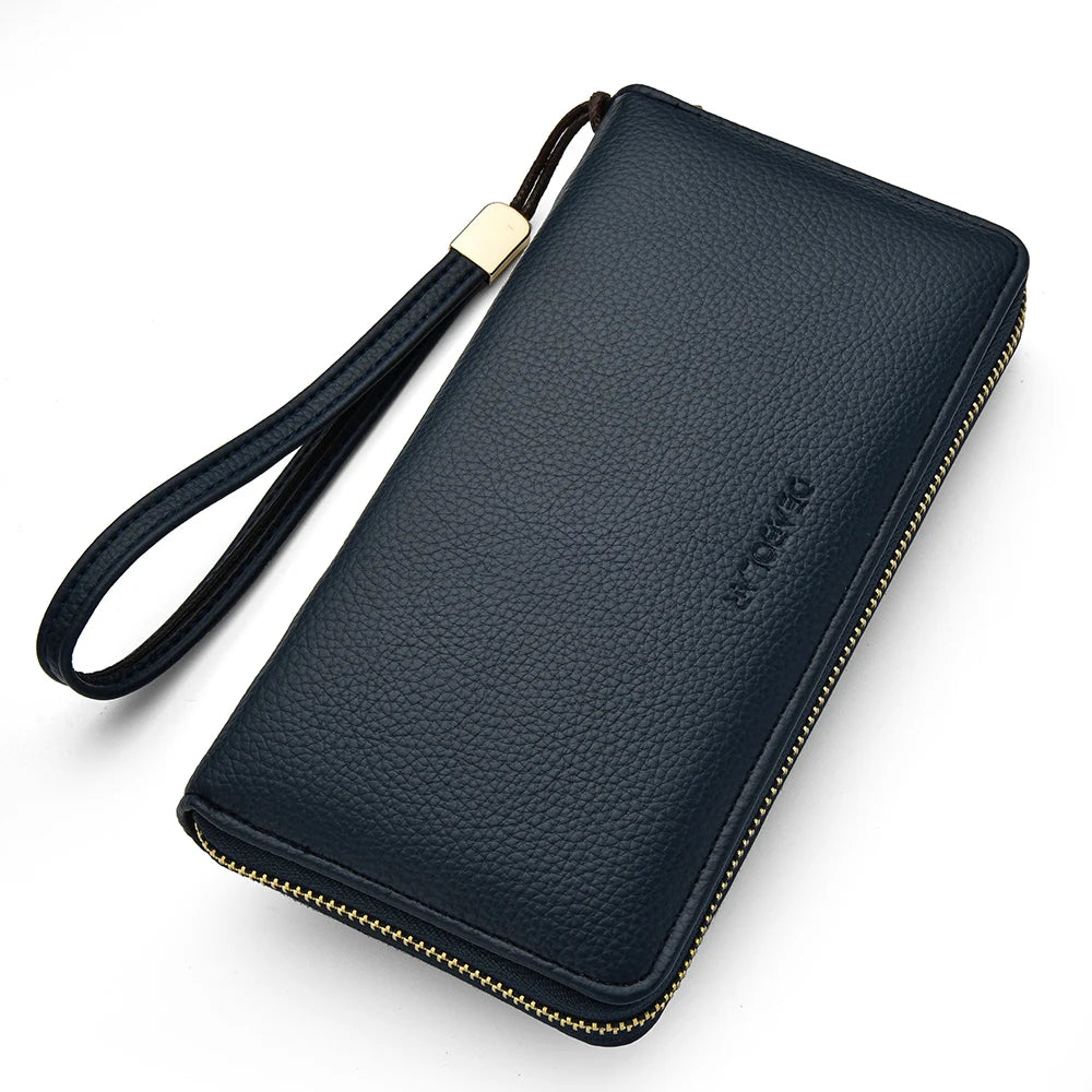 Long-Style Wallet with Zipper – High-Quality PU Leather Card Holder with Large Capacity