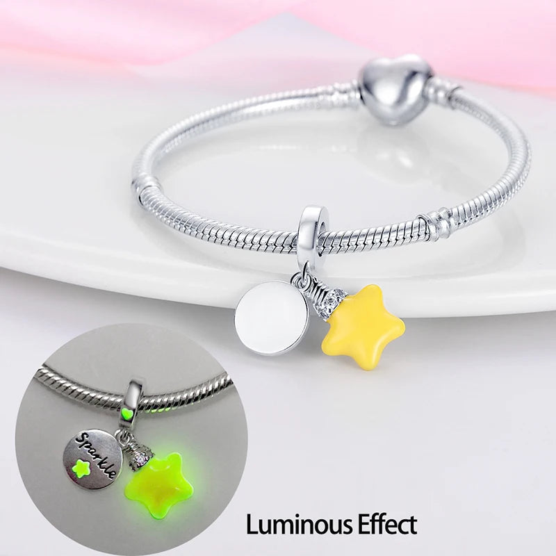 Glowing Elegance: 925 Sterling Silver Charm Beads for 3mm Bracelets – A Radiant Gift Choice