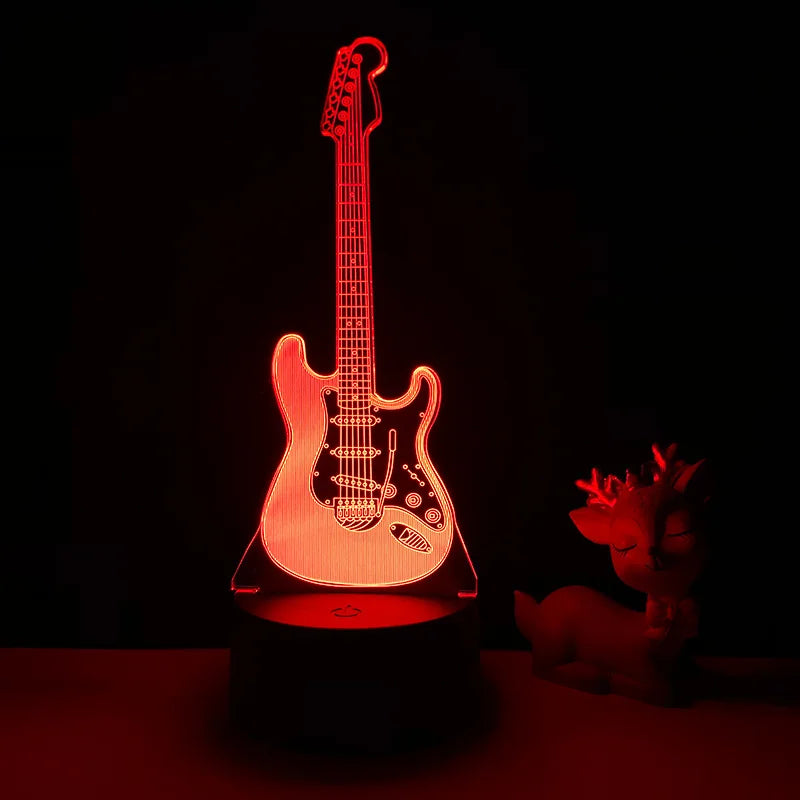 3D Electric Guitar Night Light – Kids' Bedroom Lamp with USB & Battery Options | Perfect Christmas & Birthday Gift