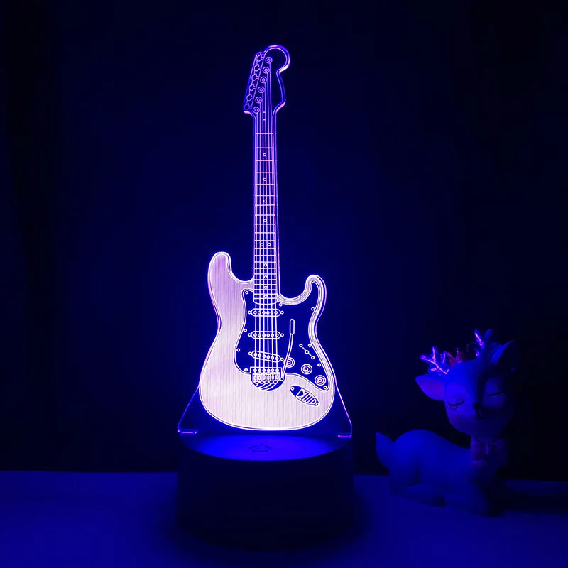 3D Electric Guitar Night Light – Kids' Bedroom Lamp with USB & Battery Options | Perfect Christmas & Birthday Gift