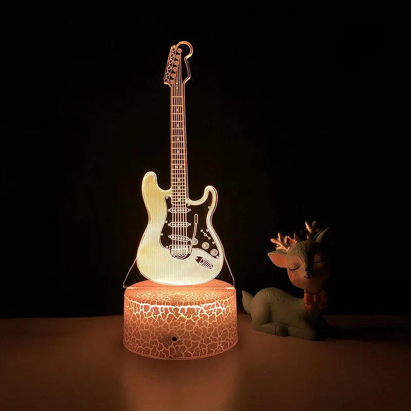 3D Electric Guitar Night Light – Kids' Bedroom Lamp with USB & Battery Options | Perfect Christmas & Birthday Gift