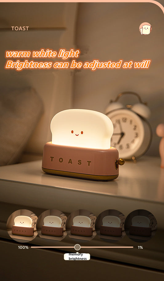 Bread Maker Night Light, pink toaster base, bedside table, brightness levels