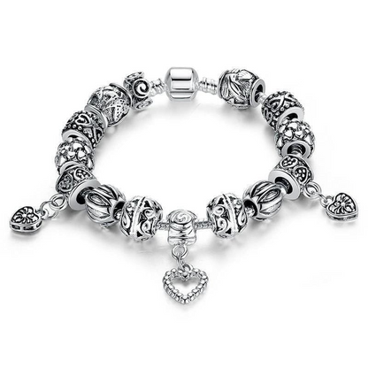 Antique Silver Charm Bangle Bracelet - Bilankas.world