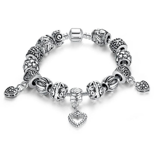 Antique Silver Charm Bangle Bracelet - Bilankas.world