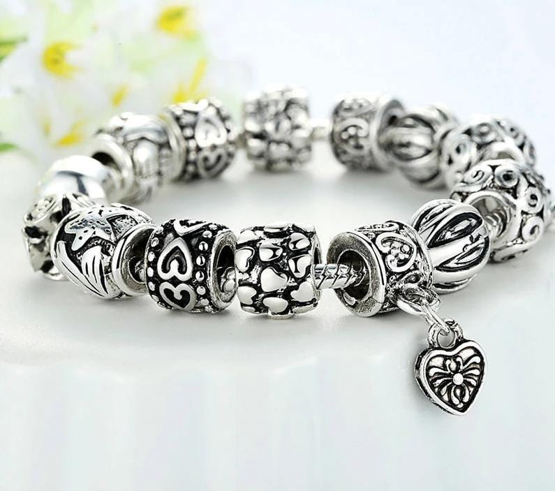 Antique Silver Charm Bangle Bracelet - Bilankas.world